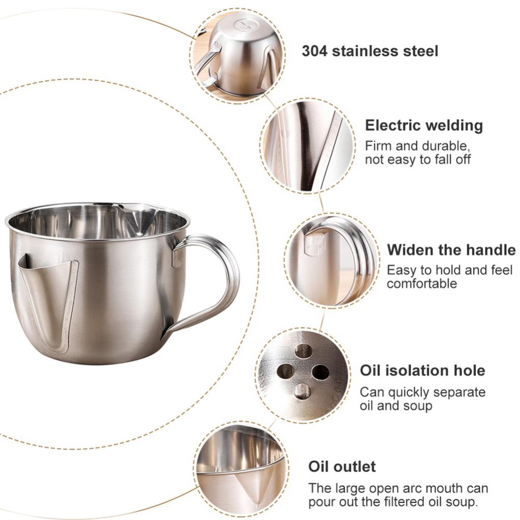 1000ML Nerezový hrnec na olejový filtr na polévku Kuchyňský olejník Filtr Sítko Mísa Velkokapacitní úložná nádoba Vařící nástroje