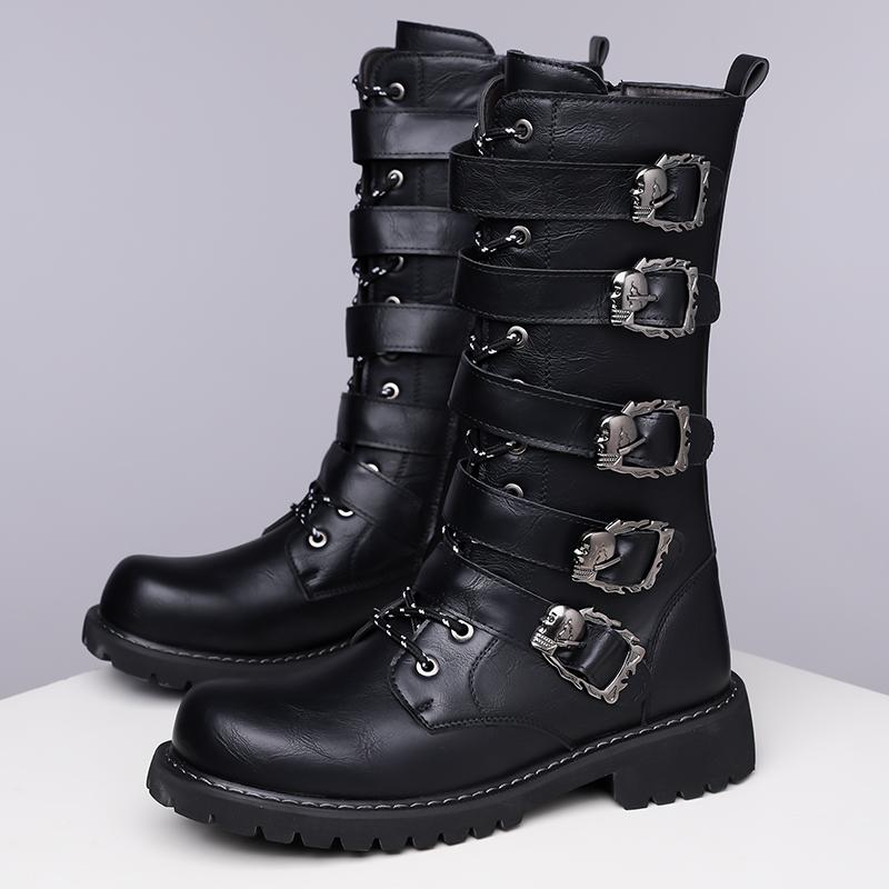 

Модная черная мужская кожаная обувь с высоким верхом Новейшие дизайнерские стили Досуг и Мода Вечеринка Улица Мотоцикл Повседневные красивые Ботинки 46 чёрный