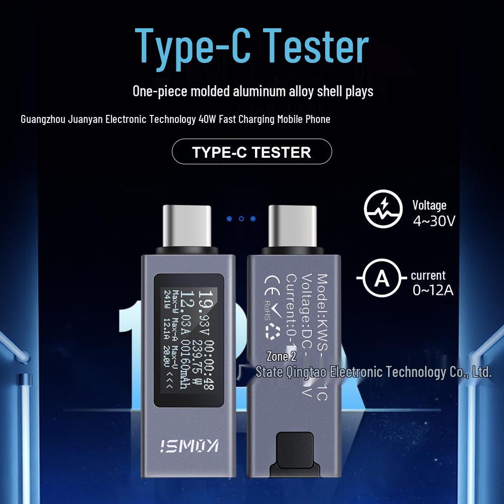 240W Fast Charging Type-C Digital Tester for Mobile Devices