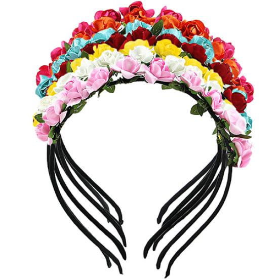 Rose Flower Crown Festival Headband Wedding Garland Floral Hairband Accessory