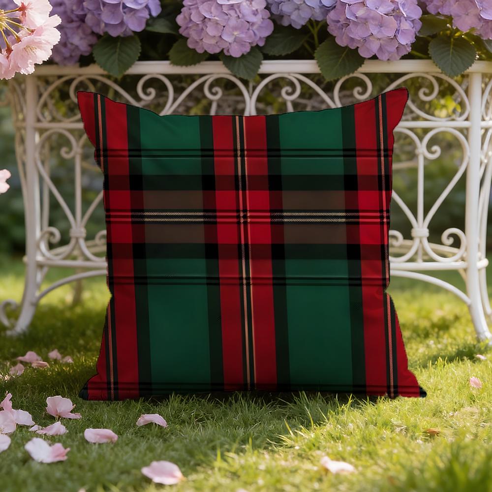 Christmas P-Plaid Cushion Cover Home & Car Dual-Scene Pillow Cover: Reversible for Premium Comfort