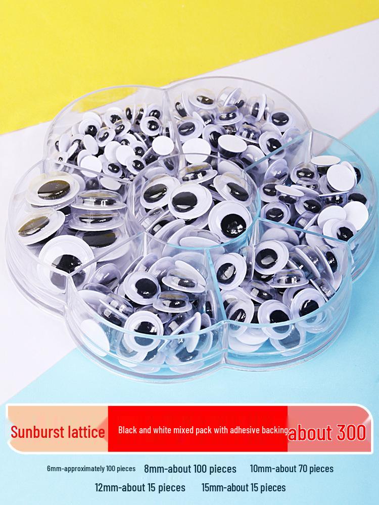 Kids' DIY Colored Eye Stickers for Crafting: Animal-Themed Black and White Eyeballs