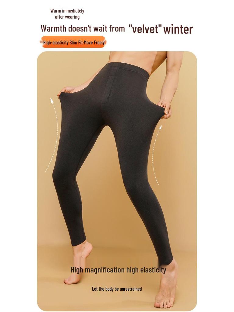 2025 Tysk Sammet Hög Midja Termoleggings för Män & Kvinnor - Dubbelsidigt Borstade Höststil Underdelar