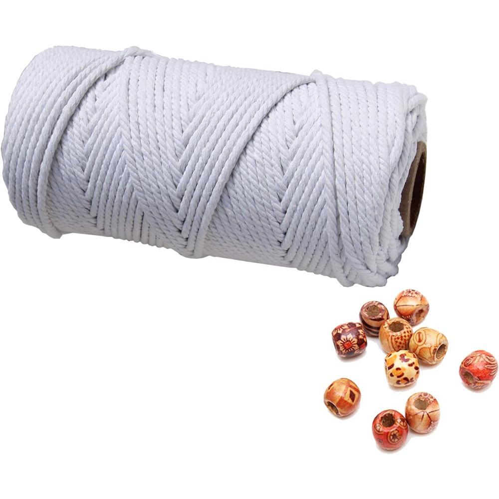 

3мм*100м Шнур для макраме 100м Цветная хлопковая веревка Витая веревка для макраме Аксессуары для рукоделия DIY Рождественский декор для дома и свадьбы белый