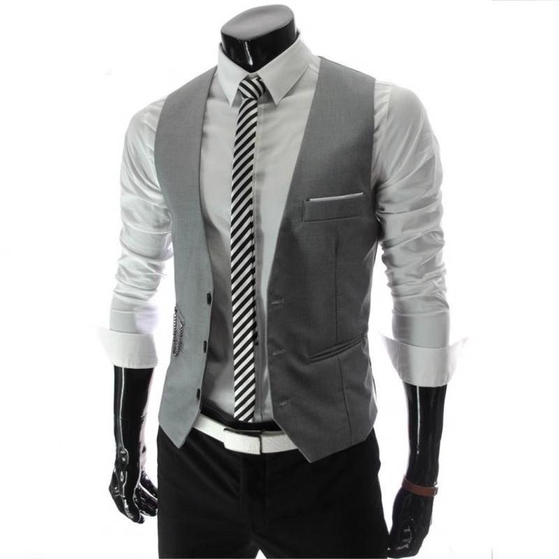 Vesty pro muže Slim Fit Pánská obleková vesta Mužská vesta Gilet Homme Neformální obchodní bunda bez rukávů