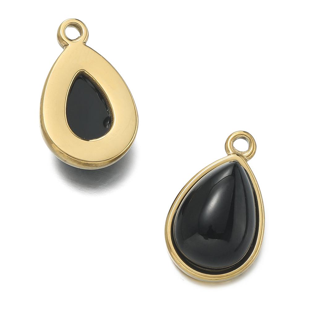 

1pcs/pack Stainless Steel Natural Stone Oval Water Droplets Shape Pendants For DIY Bracelet Necklace Jewelry Making Accessories S