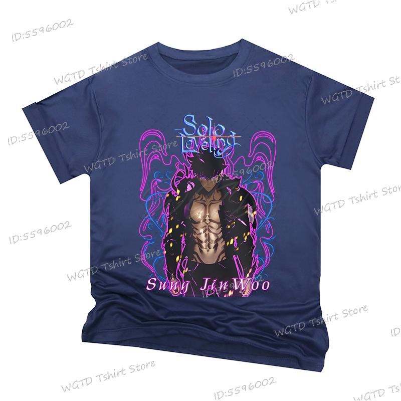 Anime Pattern Solo Leveling Men T-shirts Statue of God Cartoon Short Sleeve Clothes Harajuku Sung Jin-Woo Tshirts Tops Unisex