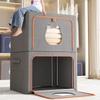24L 40 X 30 X 20CM Foldable Storage Box with Cat Ear Window Cationic Fabric Steel Frame Organizer