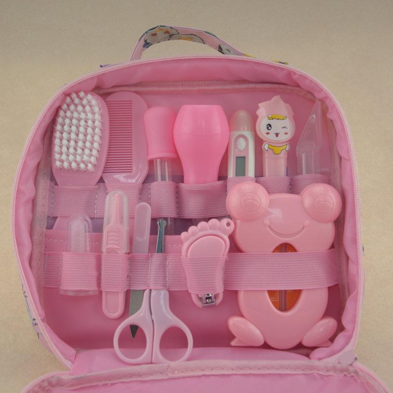 13-Piece Baby Care Set: Cloth Bag, Nasal Aspirator, Nail Clipper, Cartoon Design, Daily Cleaning Essentials