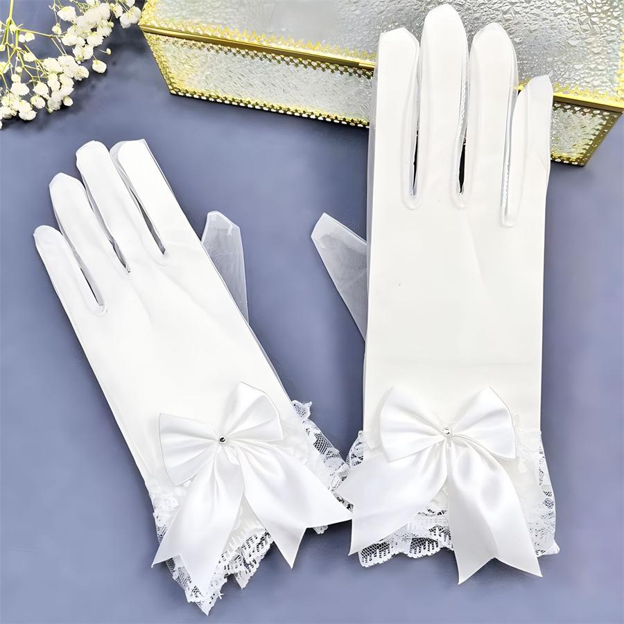 Women's Vintage Lace Bow Gloves for Evening Party Prom