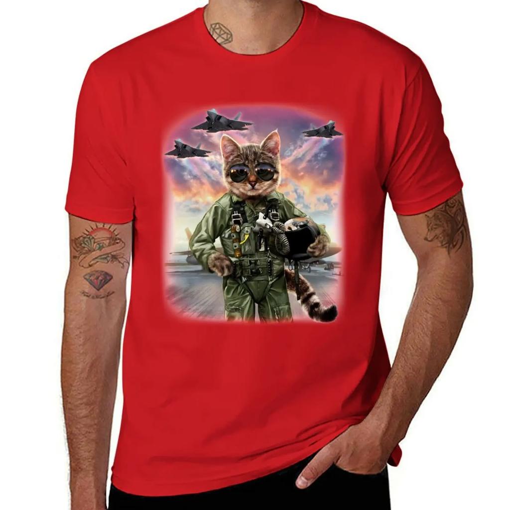 Cat as Air Force Jet Fighter Pilot T-Shirt oversized t shirt vintage clothes designer shirts men t shirts