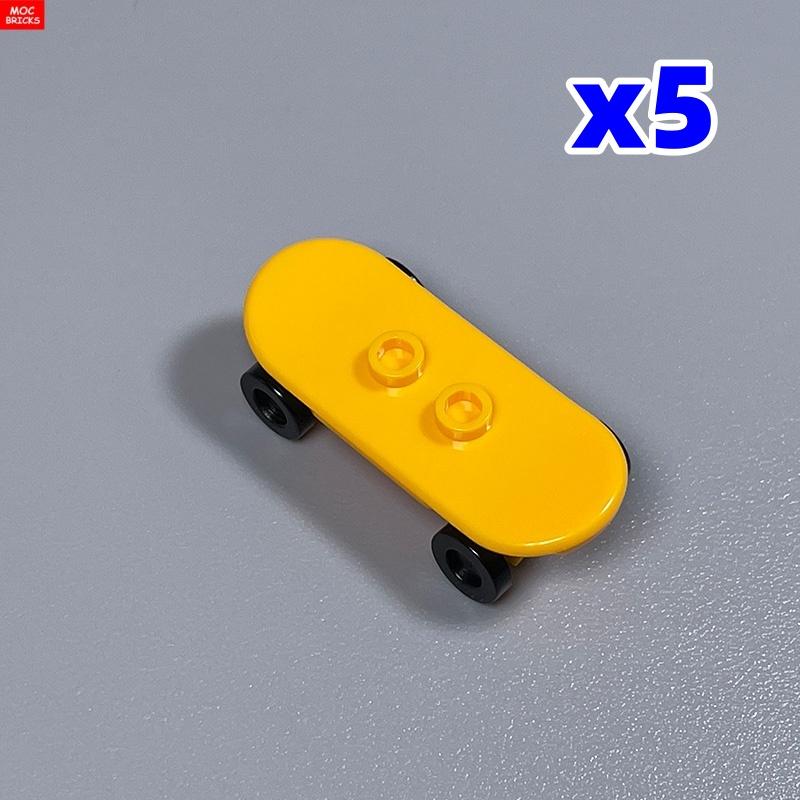 Non-Toxic 5Pcs/Lot Moc Bricks Player Skateboard With Trolley Wheel Holders Trolley Building Blocks Fit With 42511&2496 Toys Gifts