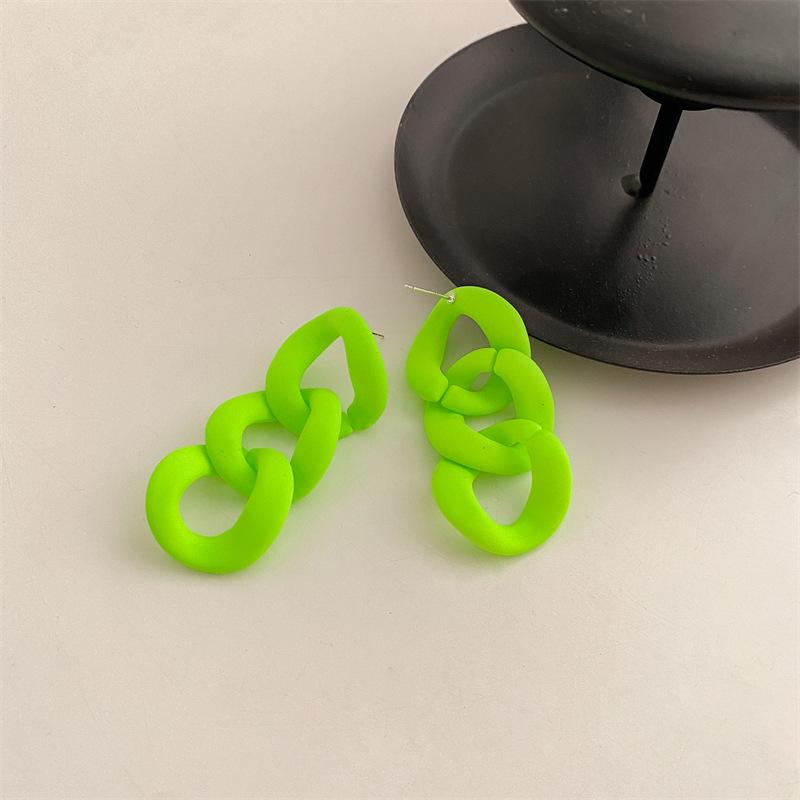 Statement Colorful Acrylic Cuban Chain Drop Earrings for Women Trendy Matte Link Chain Long Dangle Earring Korea Fashion Jewelry