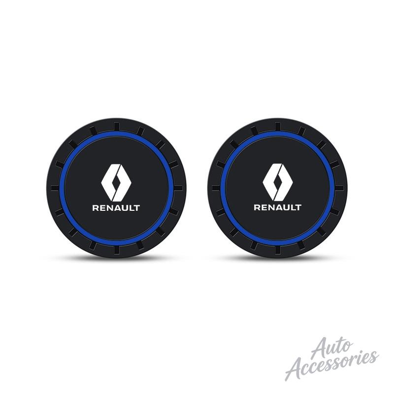 2PC PVC Silicone Car Coaster Water Cup Slot Mat Anti-slip Pad For Renault RS Clio Megane 2 3 4 Captur Trafic Scenic 2 Twingo Zoe R999