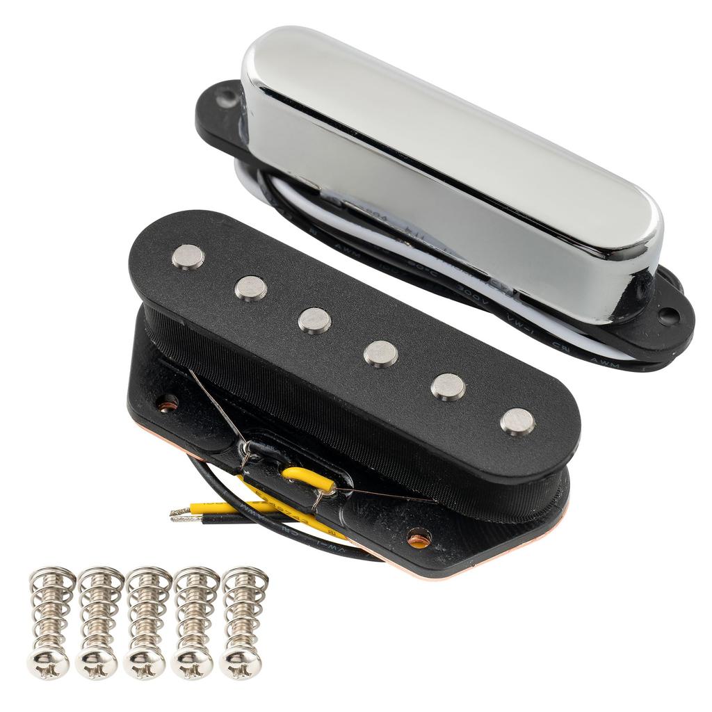 Musiclily Pro Alnico 5 Telecaster Neck and Bridge Pickup Set for Tele Electric Chrome TL-60S Pickups, Guitars,