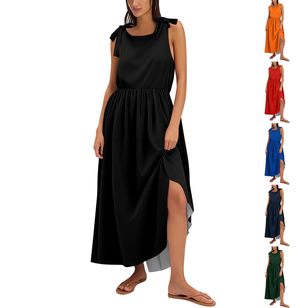 Women's Summer Fashion Tank Dress A-Line Sleeveless Casual Floral/Solid Pocket Dress