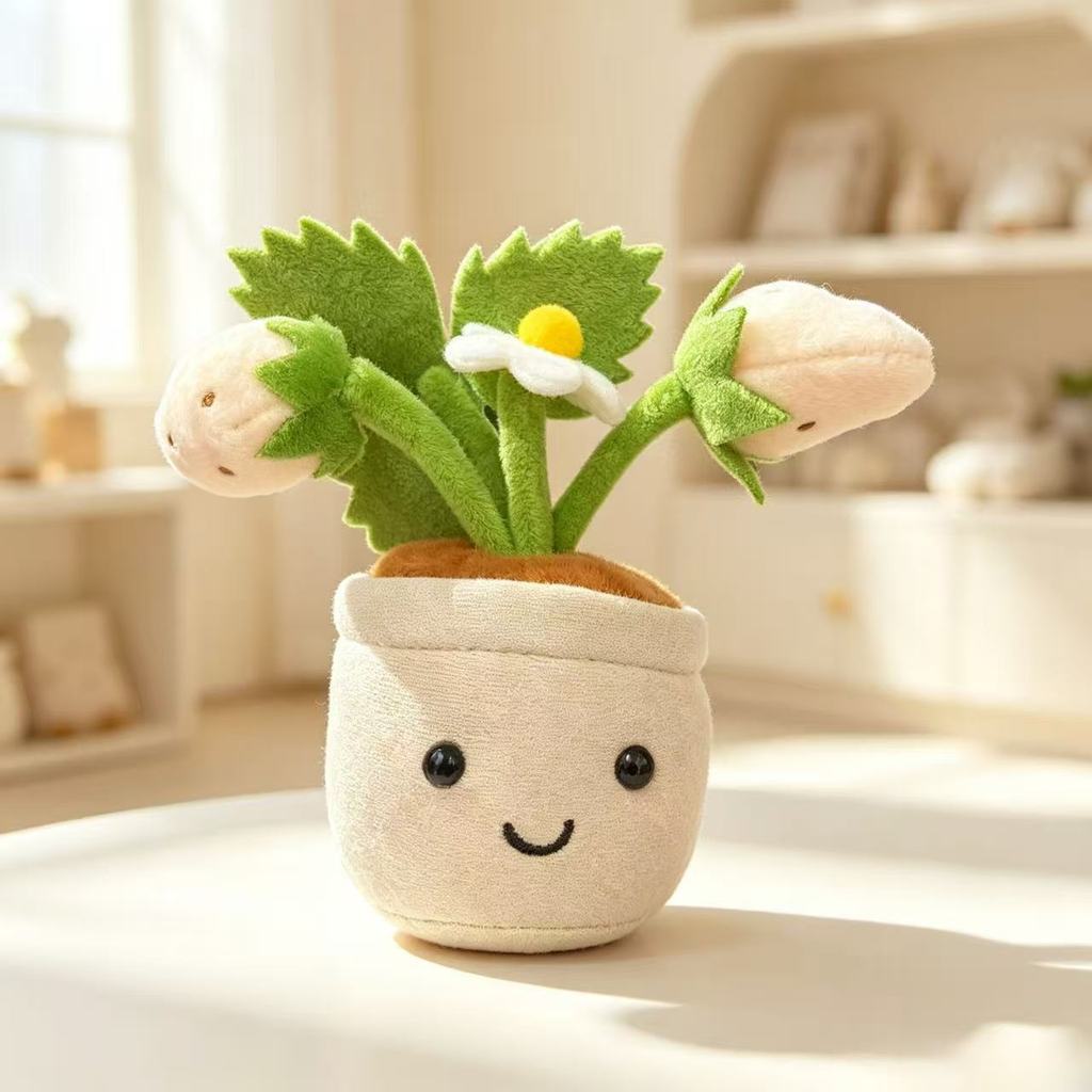 Cute Plush Fruit Plant Pot Ornament Keychain With Strawberry And Orange For Gift And Decoration