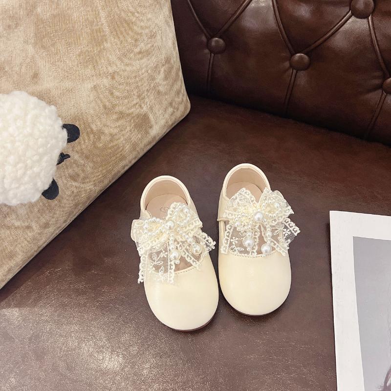 Autumn New Korean Children's Bow Lace Girls Soft Sole Casual Leather Shoes