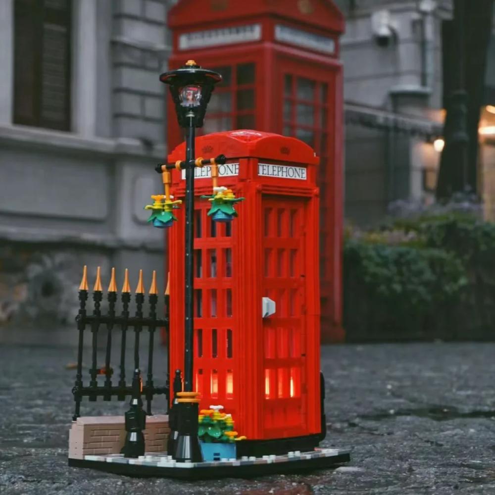 Ideas Red London Telephone Box 21347 Building Blocks Sets Classic British symbol Bricks Toys For Adult Children Gifts Home Décor