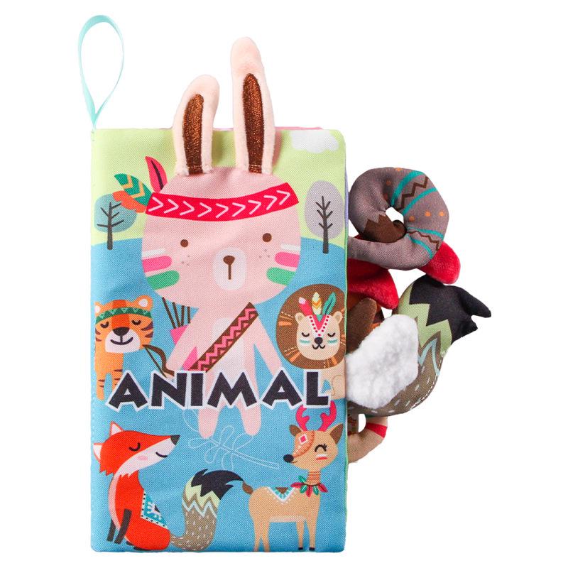 Baby Animal Tail Cloth Book - Tear-Resistant Crinkle Toy for Early Education