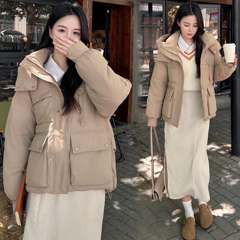 2025 winter new short women's cotton jacket, down cotton jacket, padded jacket, explosive jacket, loose and thickened warm hood