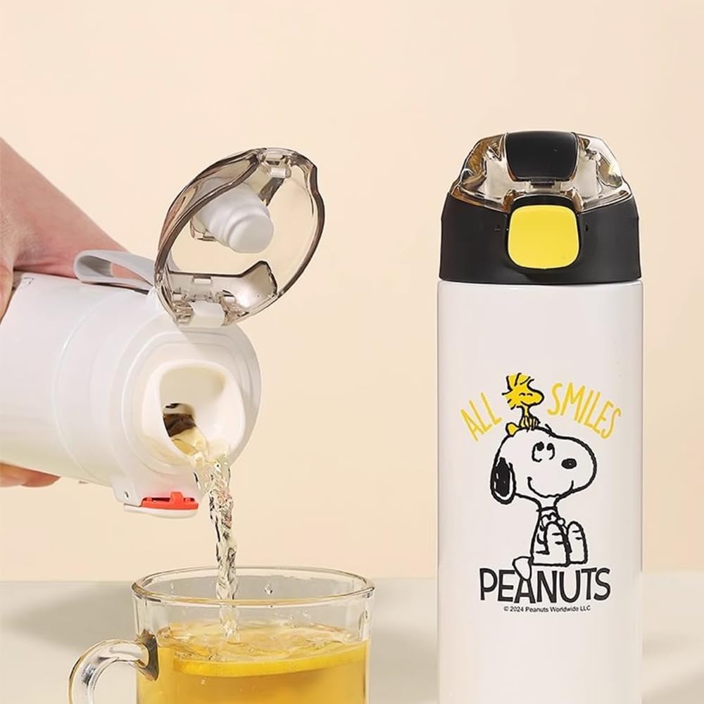 Snoopy Thermos Water 316 Stainless Direct Large Keeps Water Cold or Easy to Perfect for Outdoor and More Bottle, Steel, Drinking, Leak-Resistant,