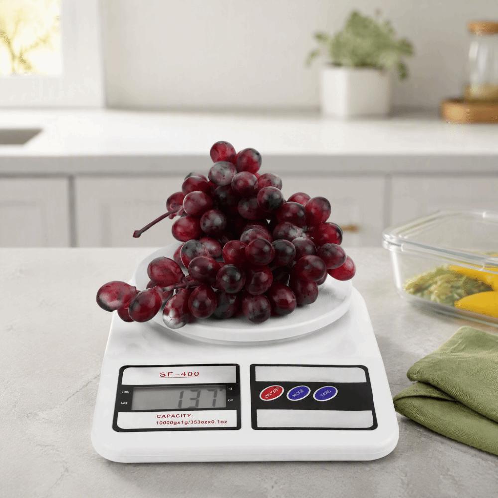 10kg Capacity Electronic Food Scale White Baking Scale Digital Kitchen Scale  Meal Prep