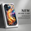 Fire Phoenix tempered glass phone case suitable for Samsung Galaxy S26 S25 S24 S23 S22 S20 FE/Ultra/Plus anti drop back cover