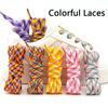 1 Pair Colorful Striped Shoe Laces for Woman Man Width 1CM Rainbow Shoelace Flat Shoelaces for Sneakers Length 100/120/140/160CM