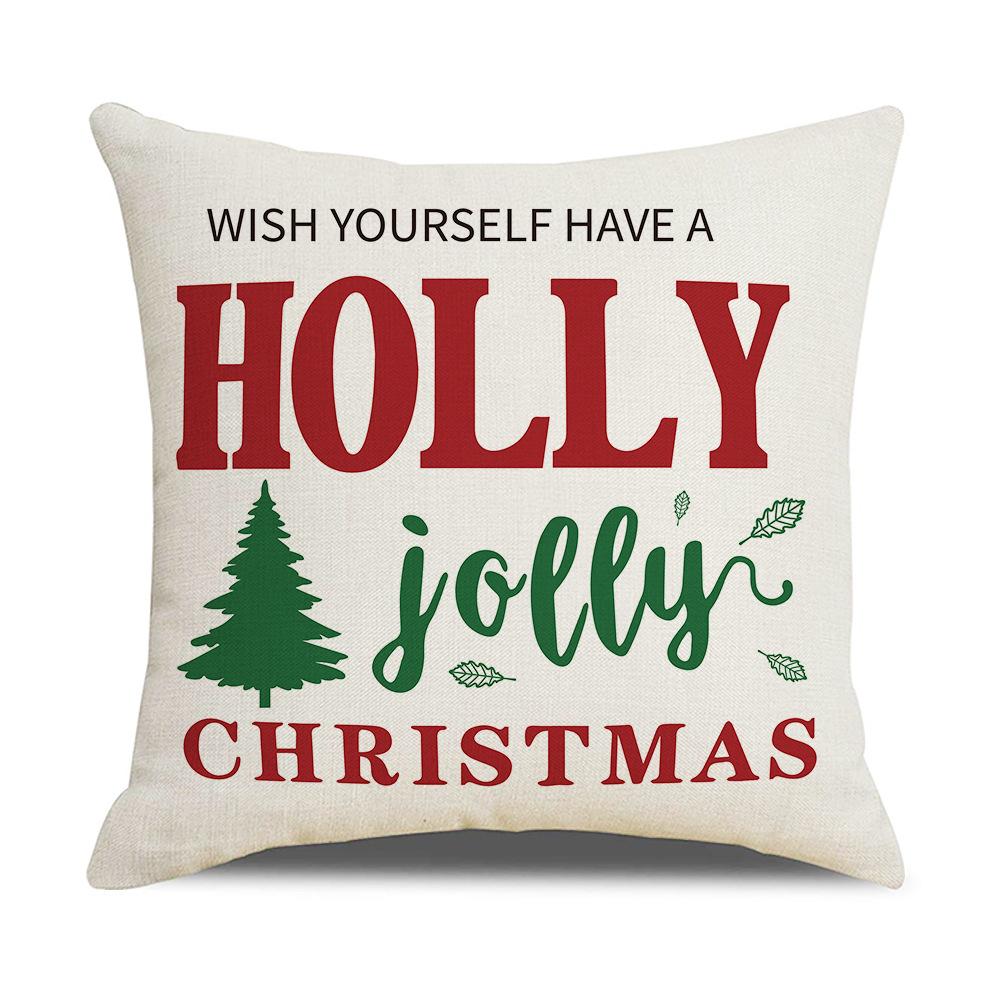 Christmas Pillow Cover Letter Simple Linen Pillow Cover Home Decoration Cushion Cover