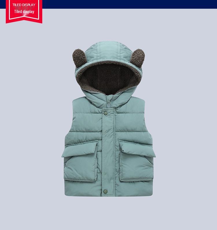 Children's Fleece-Lined Warm Vest with Cute Hat