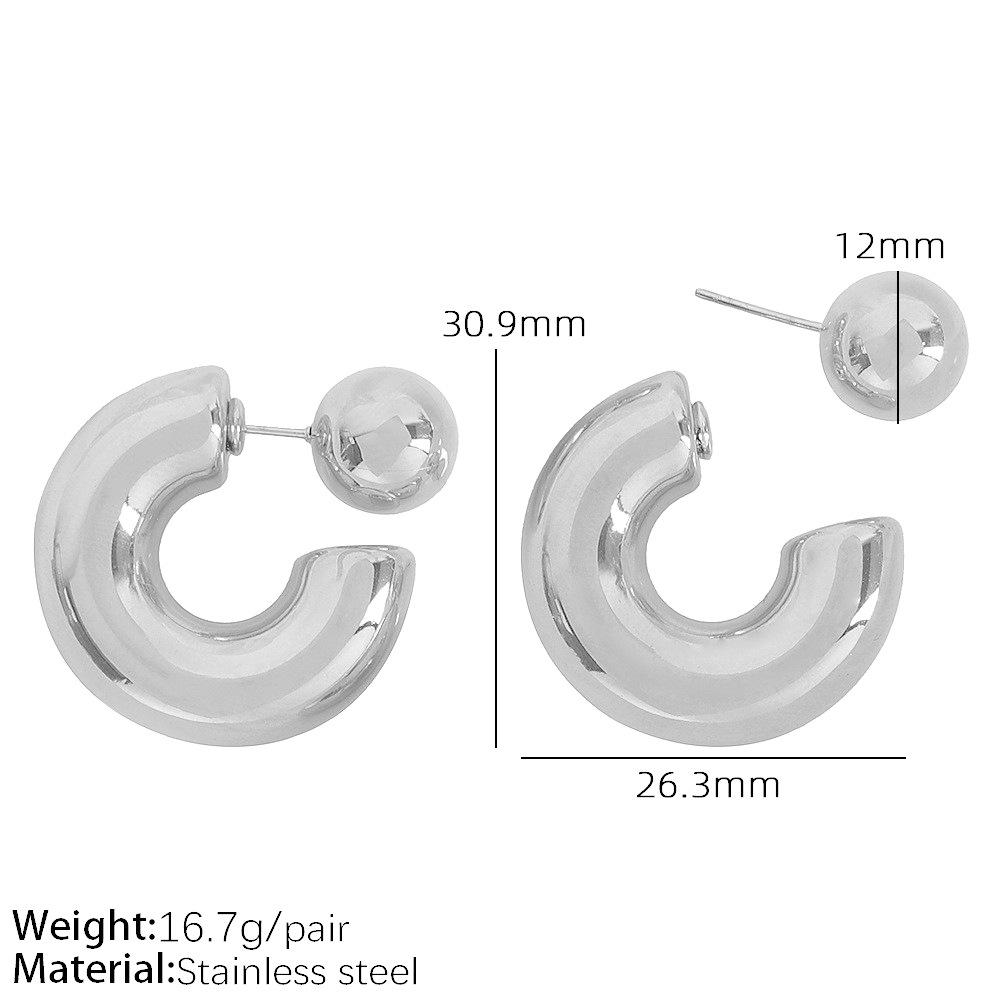 Gold Non-fading C-shaped Stainless Steel Stud Earrings with European & American Niche Design