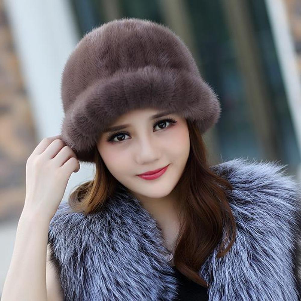 Ladies Winter Imitation Mink Hat Fur Fur Fur Outdoor Fashion Cotton Hat Top Hat Jazz Hat Warm