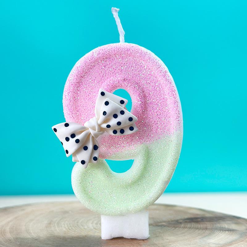

Cute Pink Bow Dot Number Cake Candles for Birthday Party Decorations Birthday Decoration Cake Decorating Tools Number 123456789