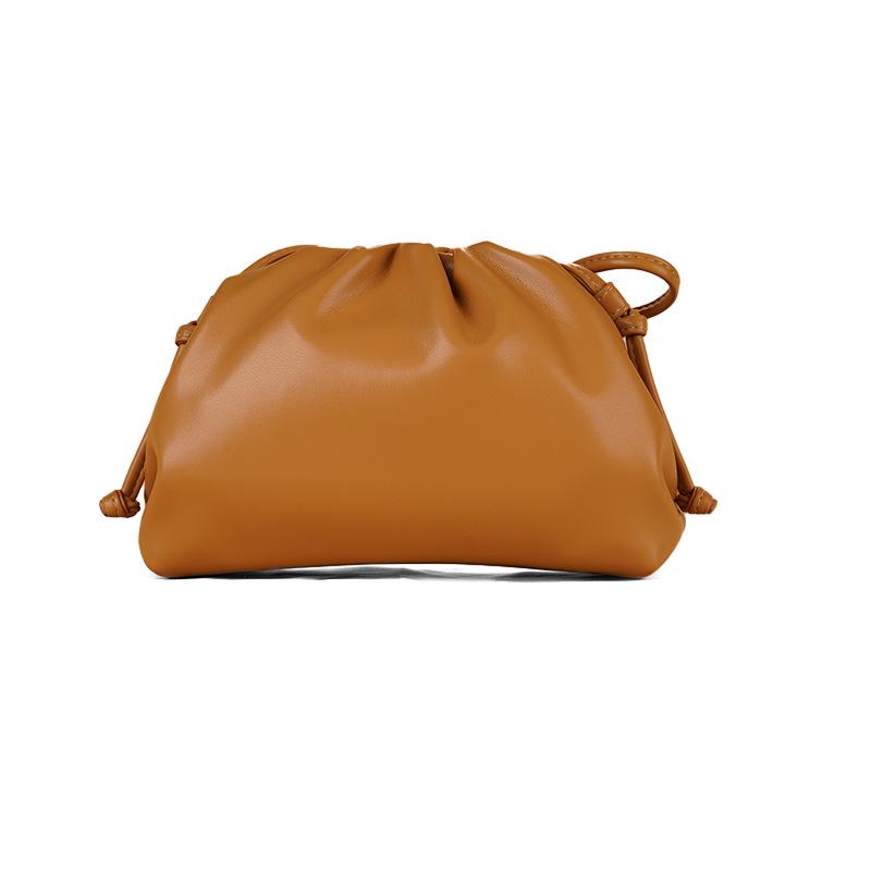 Women's 2024 Soft Leather Pleated Handbag - Evening, Shoulder, and Messenger Bag with Solid Color Texture.