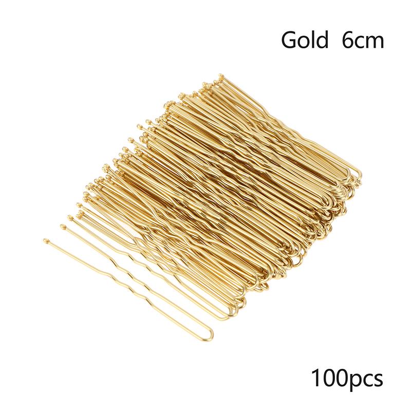 100 PIEZAS/Bolsa 5cm/6cm Horquillas para el Cabello de Aleación en Forma de U Pinzas Onduladas para el Cabello Pasadores Metálicos Simples Pasadores Herramientas para Peinados de Novia Horquillas