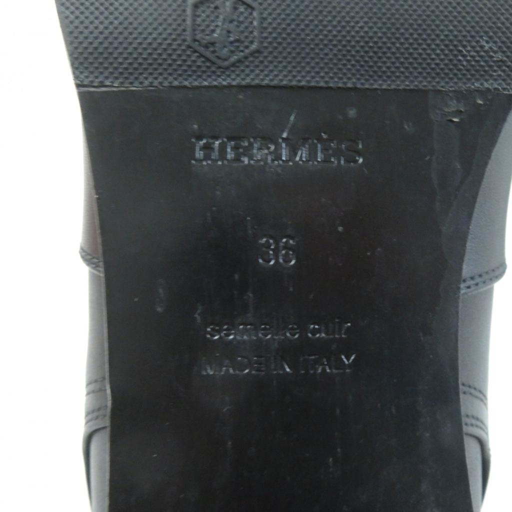 Great HERMES Short Boots Saint Germain Kelly Buckle Black Leather Women 36 Used