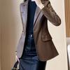 Blazer women's new coffee color is popular today, suit tops are small, high-end, super good-looking leather jackets