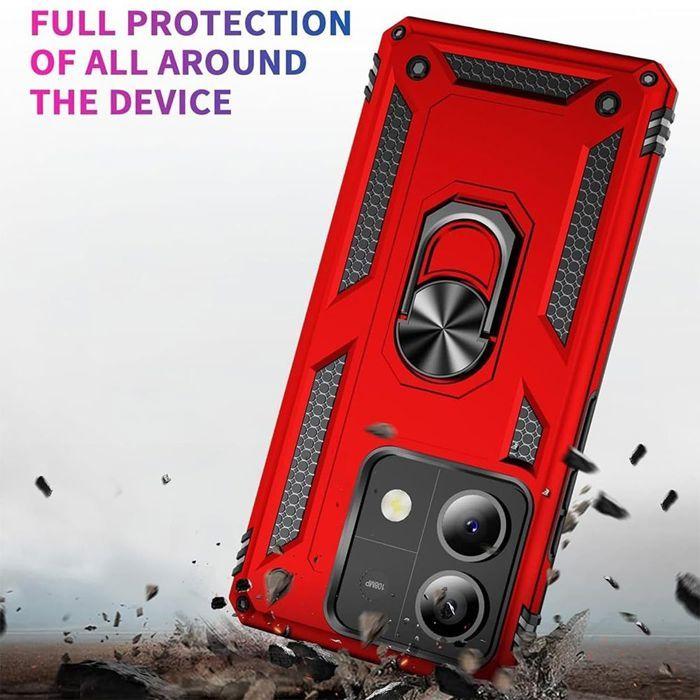 Coque de protection - E.F.CONNECTION - Pour Xiaomi Redmi Note 14 5G - Antichoc - Anneau arrière - Rouge