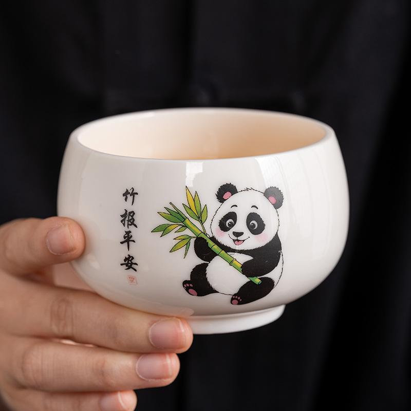 Guochao Panda Suet Jade Porcelain Master Tea Teacup Teacher Holiday Opening Business Commemorative Gift Box Gifts