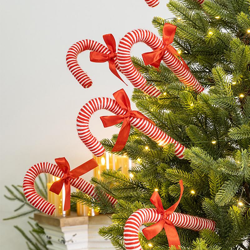 Christmas Candy Cane Shape Cute Christmas Tree Cuttings Traditional Shape Christmas Tree Decorations Christmas Atmosphere 20x10cm