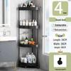 Miling 4-Tier Black Plastic Corner Bathroom Storage Shelf with Wheels