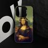 Humorous M-Mona L-Lisa Art Phone Case For iPhone 17,16,15,14,13,12,11 Plus,Pro Max,XS,Colored Silver Plated Inside Cover
