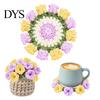 Desktop Plant Pot Stand Crochet Flower Bouquet Coaster, Handmade Knit Rose Mug Mat Transforms Into Bouquet, 2-in-1 Cozy Coffee Bar Decor Drink Coaster