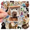 50pcs Animal Stickers Waterproof PET Self-Adhesive Decals with Playful Dog, Cat, Hedgehog & Guinea Pig Designs for Phone, Laptop, Luggage, Helmet
