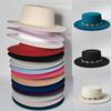 Unisex Klassische Filz Kirchenhüte Britischer Stil Breiter Rand Oberer Fedora Hut Hochzeits Verkleidung Breiter Rand Flacher Oberteil