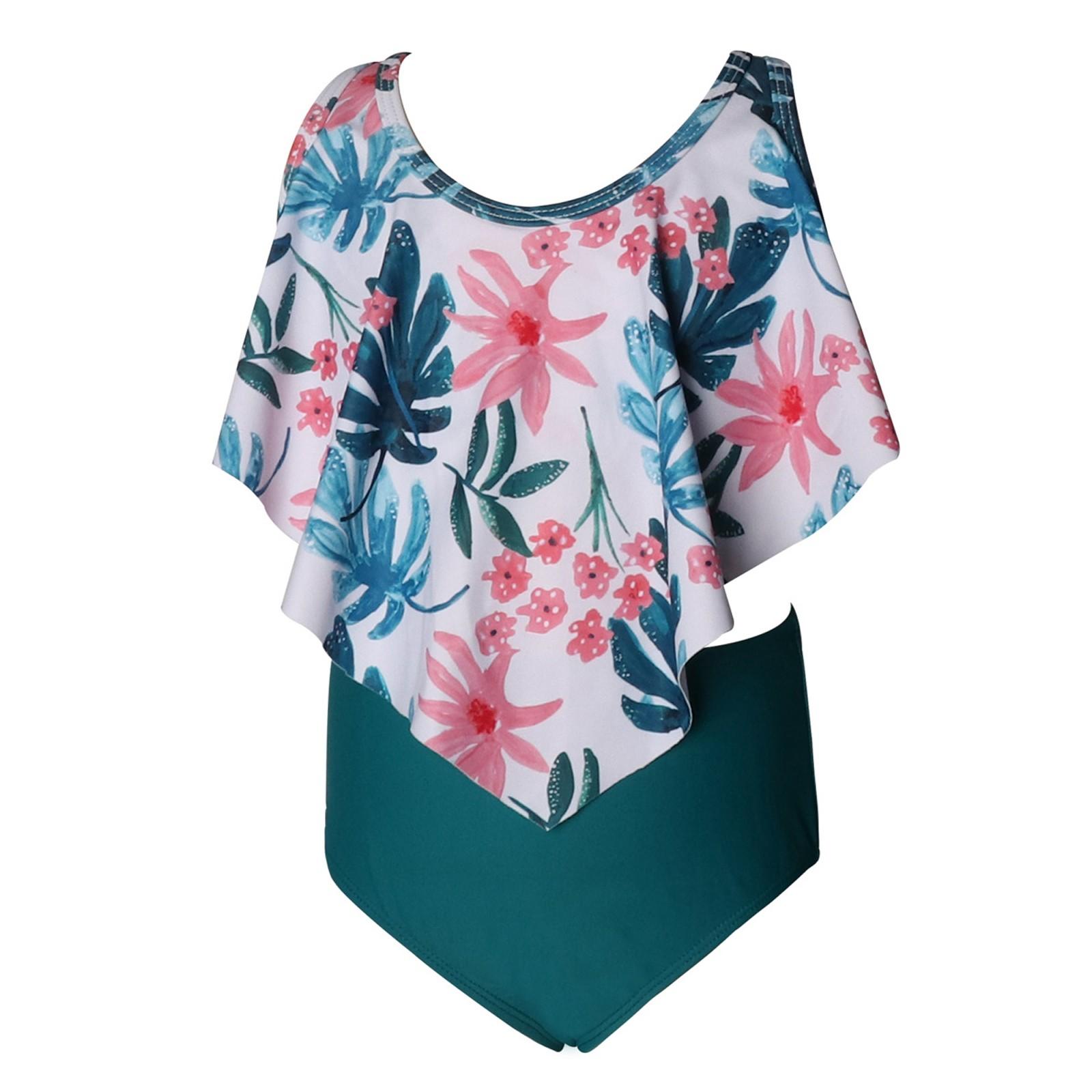 

Летний слитный купальник для девочек - Купальники 128 зелёный