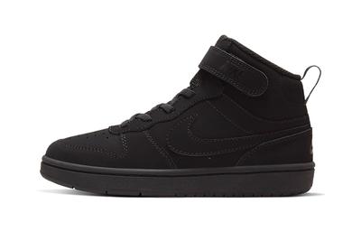 Court Borough 2 Bequeme High-Top Kinder-Skateboard-Schuhe Mattschwarz Kinder im Alter von 3-7 Jahren CW5868-001