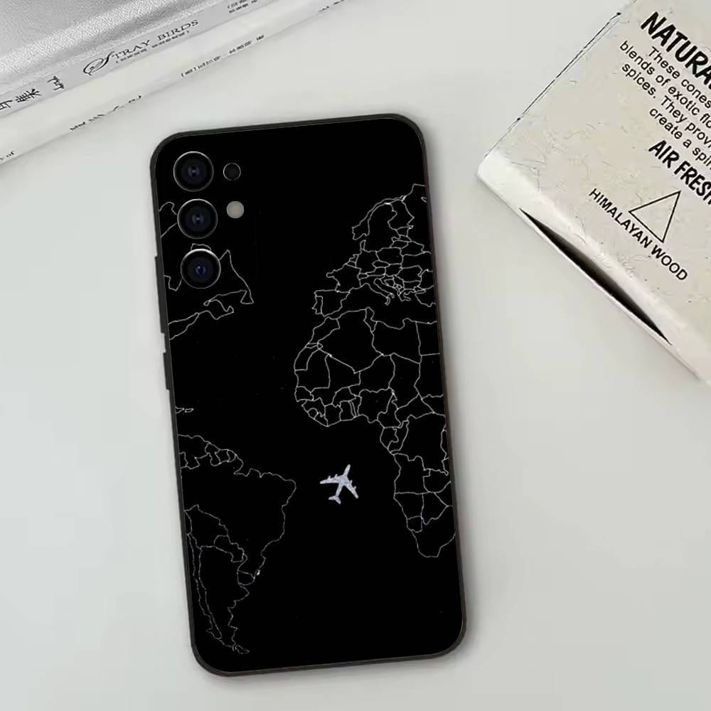 

Travel-Inspired Airplane Route Phone Case For Samsung S25,S24,S21,S22,S23,S30,Ultra,S20,Plus,Fe,Lite,Note,10,Black Cover Samsung S22plus5G