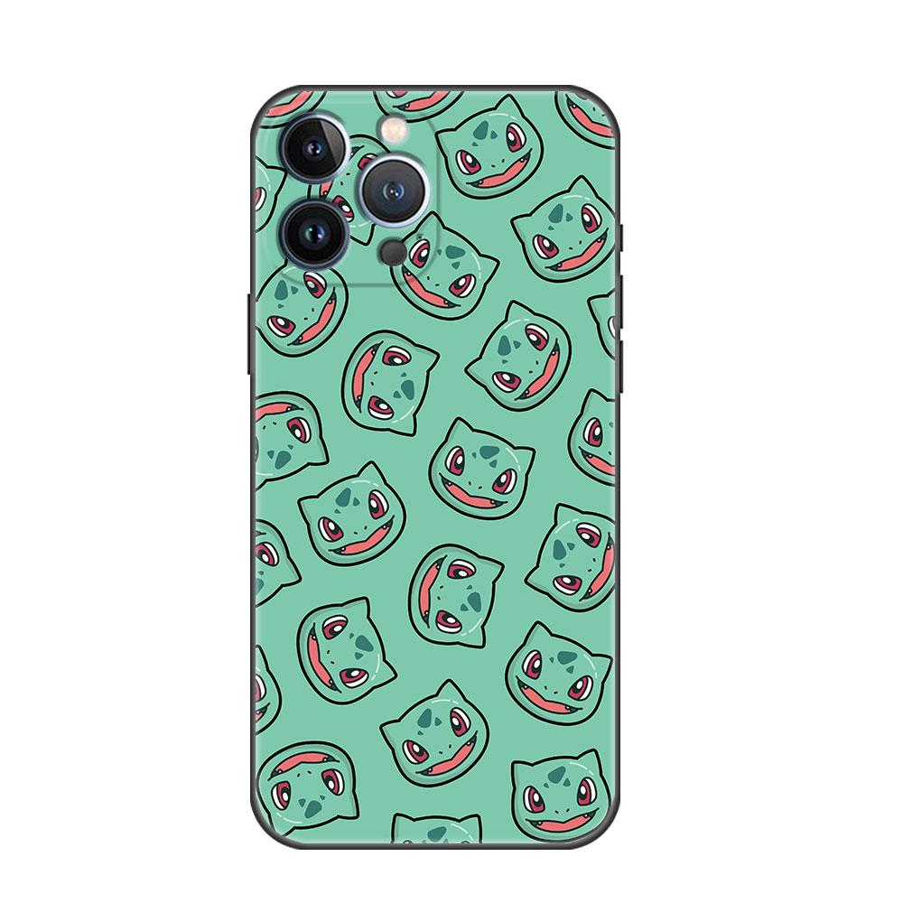 Pouzdro pro Apple iPhone 14 11 13 7 12 Pro 7 XR XS Max 8 Plus 6 14Pro 13Mini Černé Měkké Telefonní Coque Pokemon Pikachu Kreslený